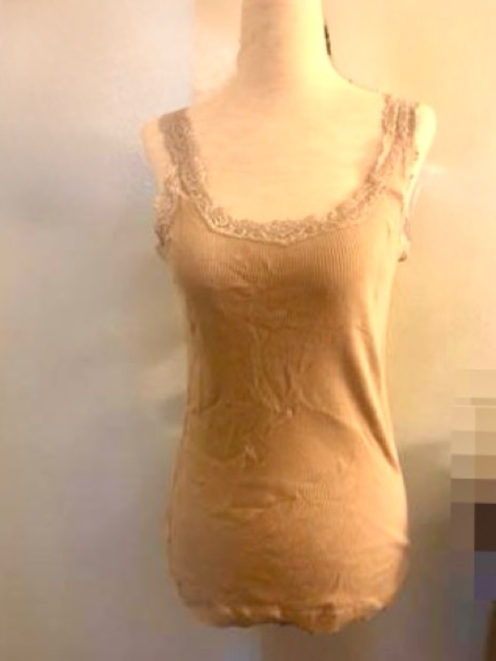 Chico's Oatmeal-Colored Tank Top with Lace